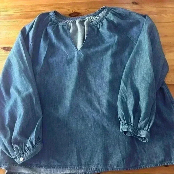 NWT old navy long sleeve chambray denim peasant top women L - Picture 5 of 10